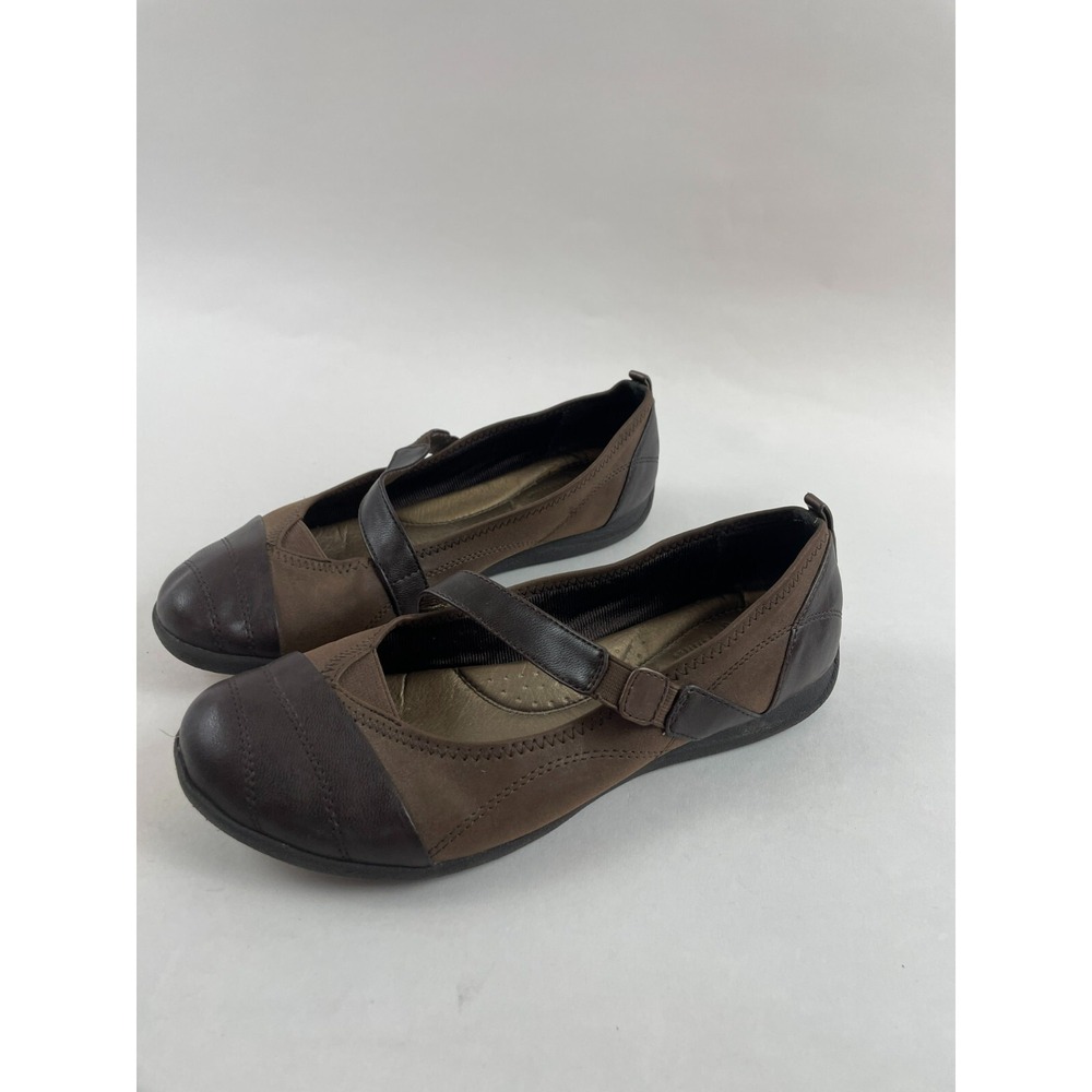 Life Stride Shoes Women's Size 8M Brown Leather Slip On Loafers *all man made*